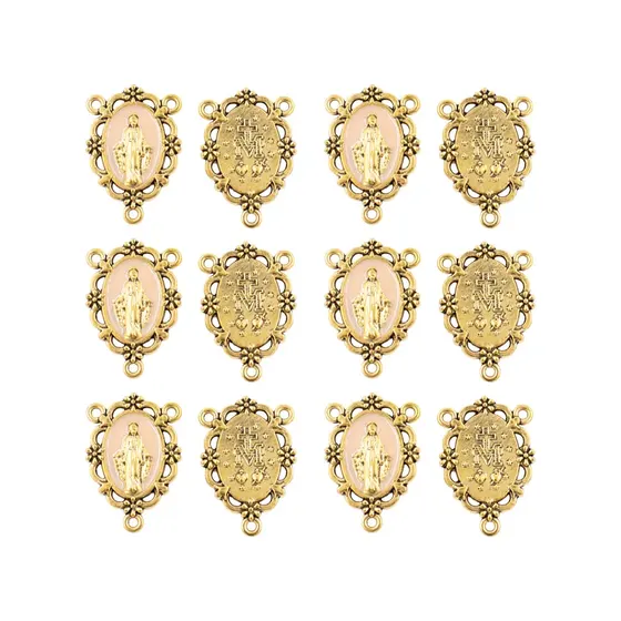 Entremeio Floral N.S Das Gracas 22X31Mm Em Zamac Com Resina 30 Pecas