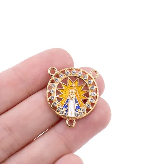 Entremeio N.S Aparecida Sol Com Strass 21X25Mm Em Resina Com 30 Pecas