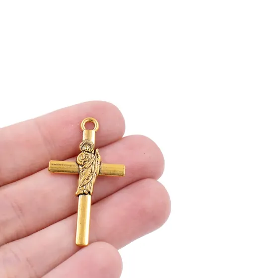 Pingente Cruz Com Sao Bento 13X23Mm Em Zamac Com 250G