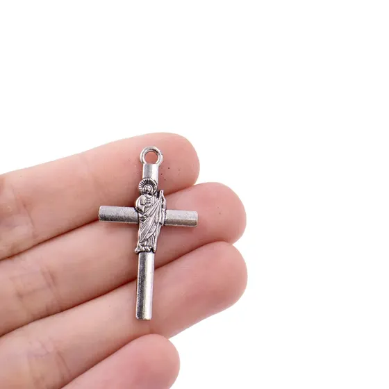 Pingente Cruz Com Sao Bento 13X23Mm Em Zamac Com 250G