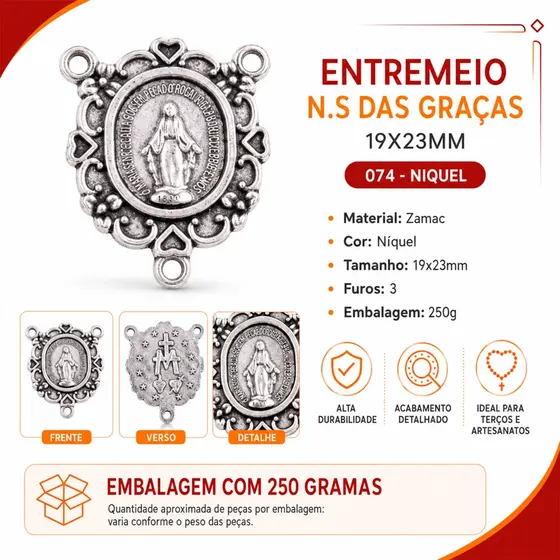 Entremeio N.S Das Gracas 19X23Mm Em Zamac Com 250G