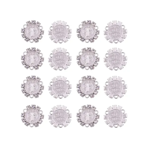 Entremeio Cruz De Sao Bento Com Strass 20Mm Em Zamac Com 30 Pecas