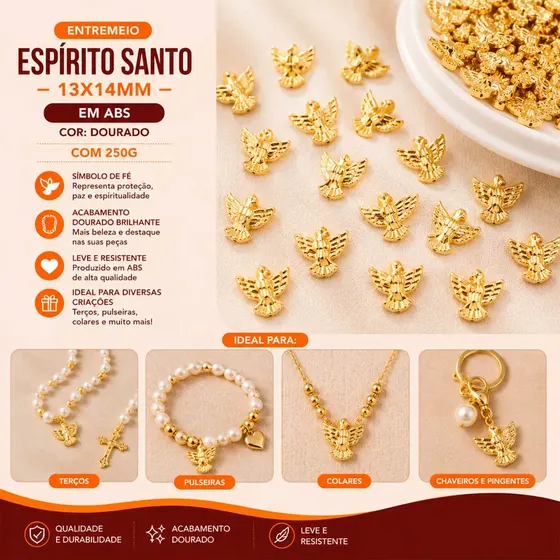 Entremeio Espirito Santo 13X14Mm Em Abs Com 250G