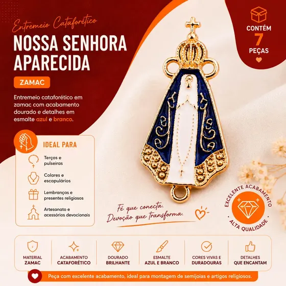 Entremeio Cataforetico Nossa Senhora Em Zamac Com 07 Pecas - 103 Colorido