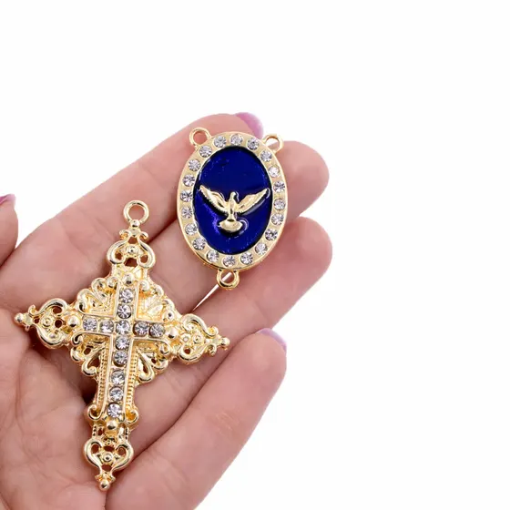 Kit Para Terco Cravejado (Espirito Santo) Em Zamac Com 03 Pares - 237 Azul Royal