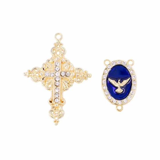 Kit Para Terco Cravejado (Espirito Santo) Em Zamac Com 03 Pares - 237 Azul Royal