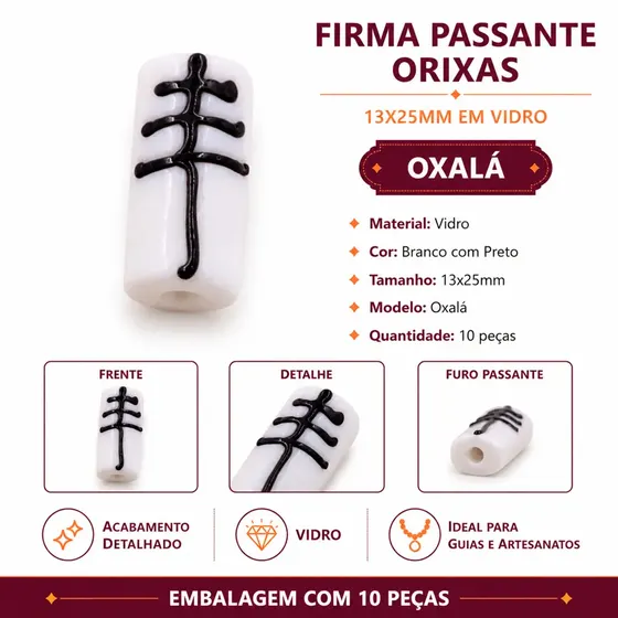 Firma Passante Orixas 13X25Mm Em Vidro Com 10 Pecas - Oxala