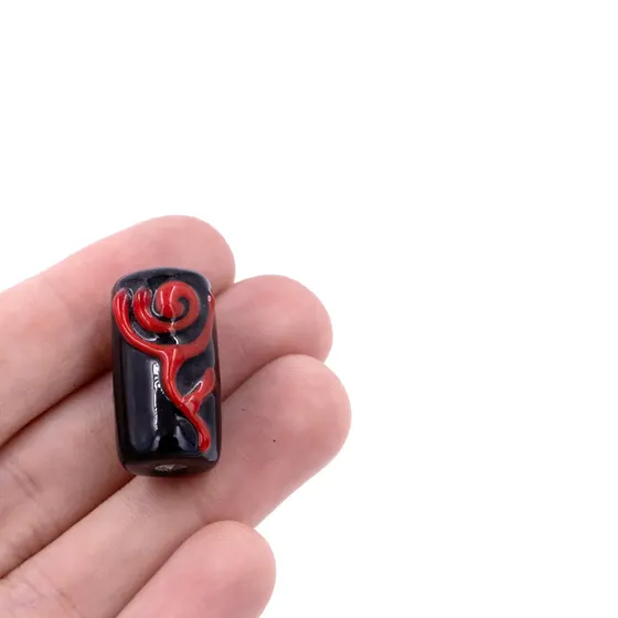 Firma Passante Orixas 13X25Mm Em Vidro Com 10 Pecas - Pombagira Preto