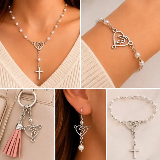 Entremeio Coracao Nossa Senhora 36X32Mm Em Zamac Com 06 Pecas - 074 Niquel