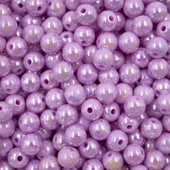 Bola Leitosa Irisada Passante 08Mm Em Acrilico Com 500Gr 025Bi - Lilas 025