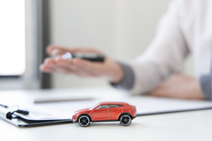 toy car on a desk