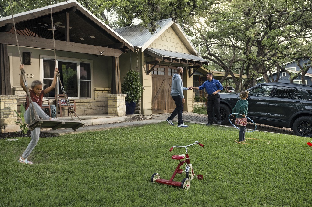 People in a yard