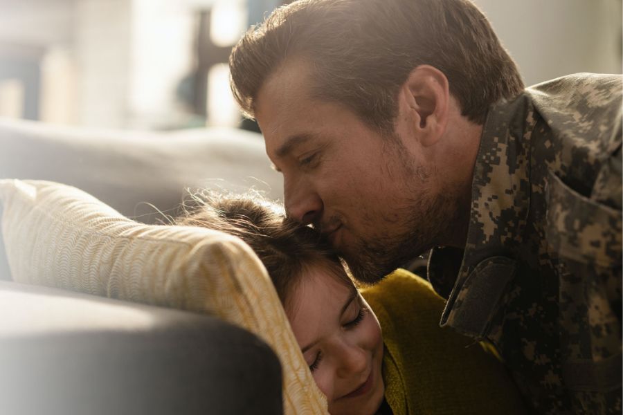 Military man with daughter