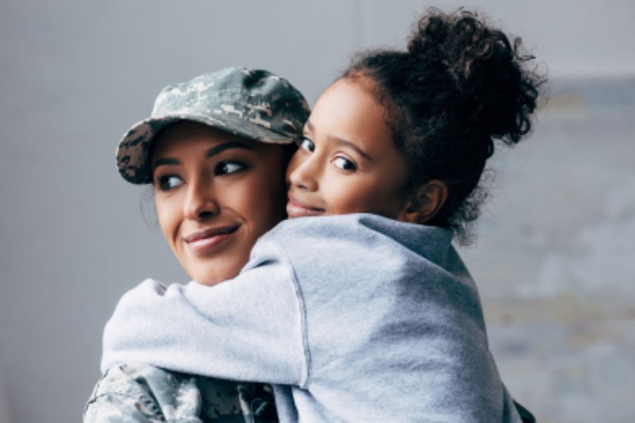 Military women with daughter