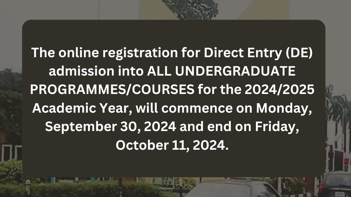 UNILAG online registration for Direct Entry Admission 2024-2025