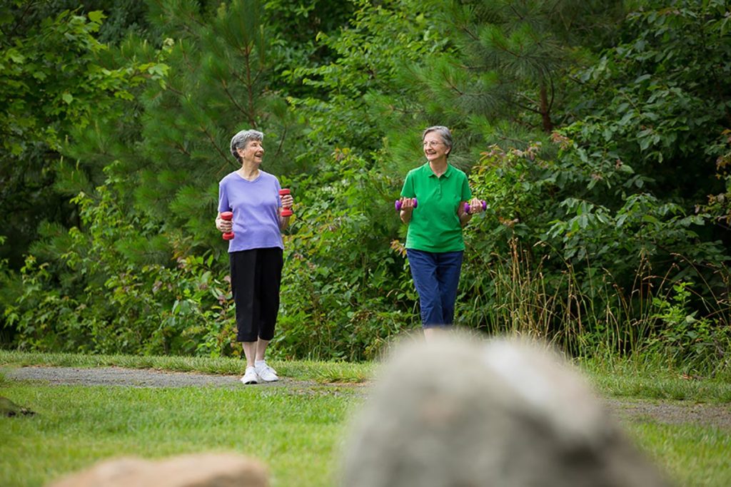 Outdoor exercise activity at Lakewood Independent Living