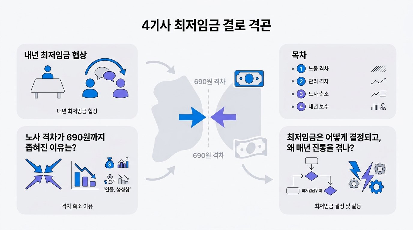 내년 최저임금 노사 격차 690원, 협상 막판 진통