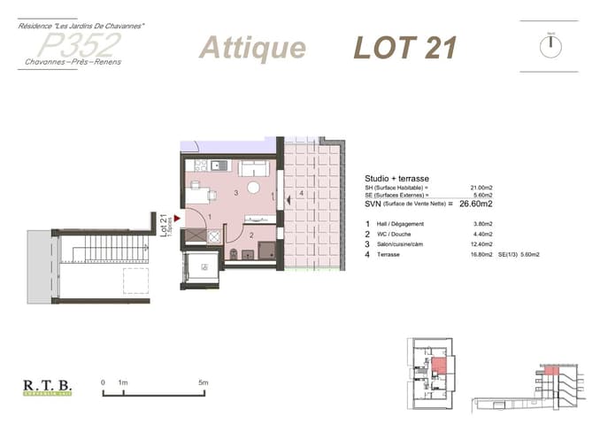 Appartement à louer 1 pièce à 1022 Chavannes-près-Renens - Vaud