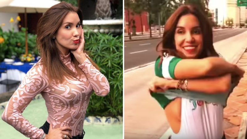 Andrea Escalona pierde apuesta y sale con poca ropa a la calle