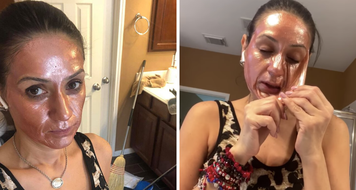 Mujer se vuelve viral al despegarse mascarilla