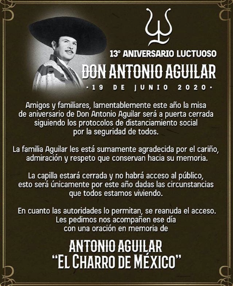 Comunicado Aniversario Luctuoso Antonio Aguilar