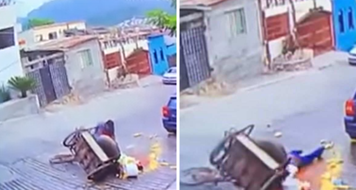 Elotero sufre caída con su carrito y se hace viral