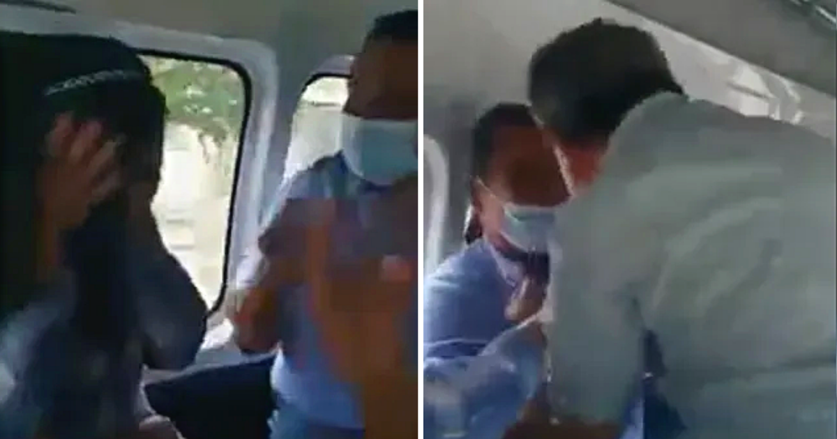 ¡Atrapada! Mujer viaja en combi con su amante y su esposo la descubre