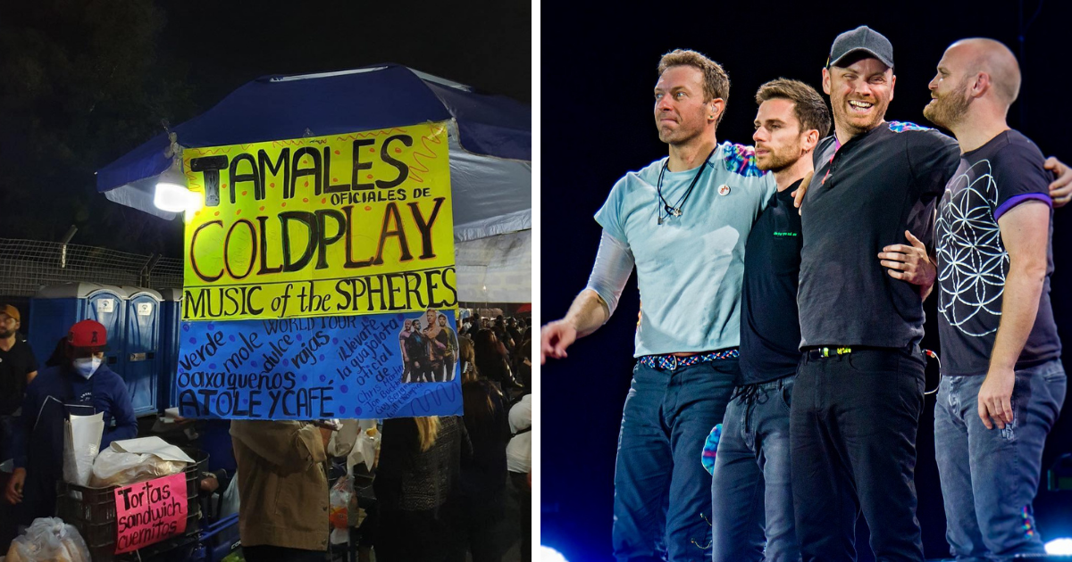 Puesto de tamales “Oficial” de Coldplay se vuelve viral