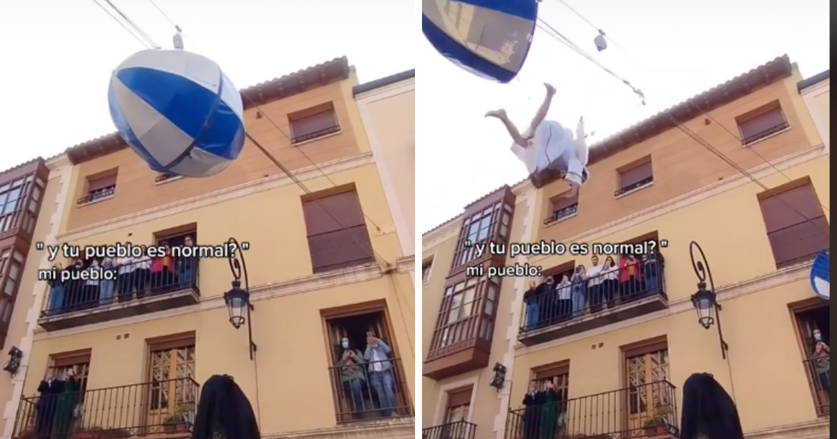 Niña “volando” como un ángel en Semana Santa, se vuelve viral