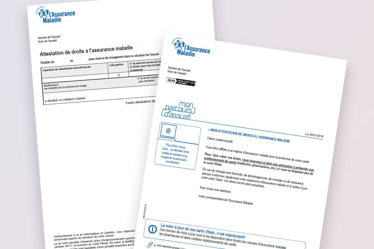 Attestation Assurance Maladie