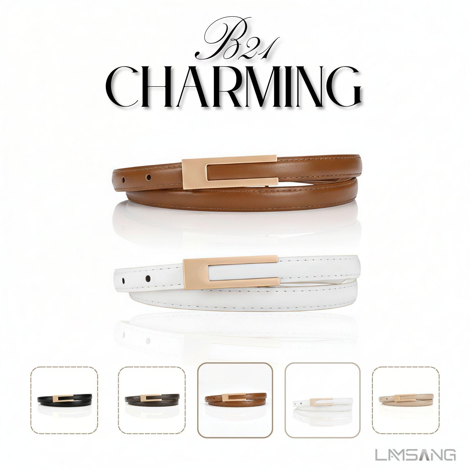 LAMSANG B21 Charming Belt เข็มขัดผู้หญิง หนัง PU ขนาด 1.4x105 cm