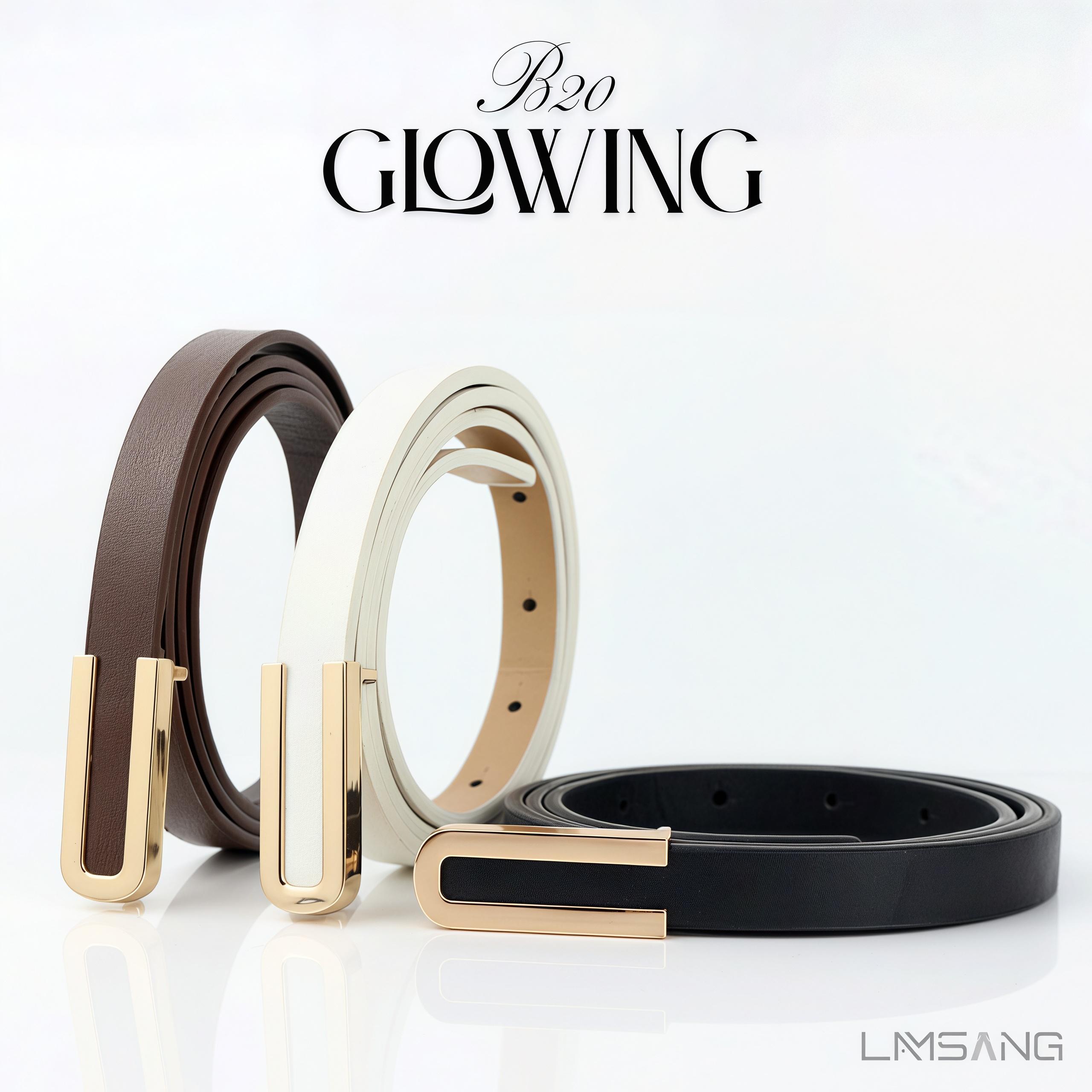 LAMSANG B20 Glowing Belt เข็มขัดผู้หญิง หนัง PU ขนาด 1.3x100 cm
