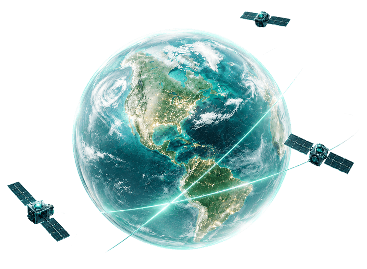 Earth surrounded by observation satellites