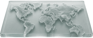 Layered relief map of the world