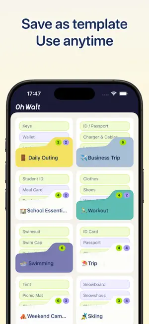 Save checklists as templates