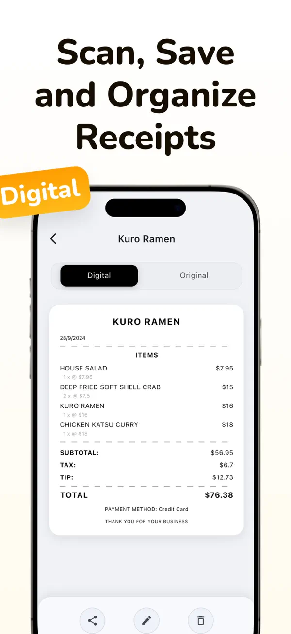 Scan, Save and Organize Receipts feature