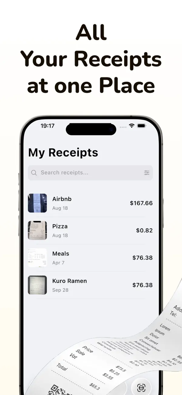 All Your Receipts at one Place feature