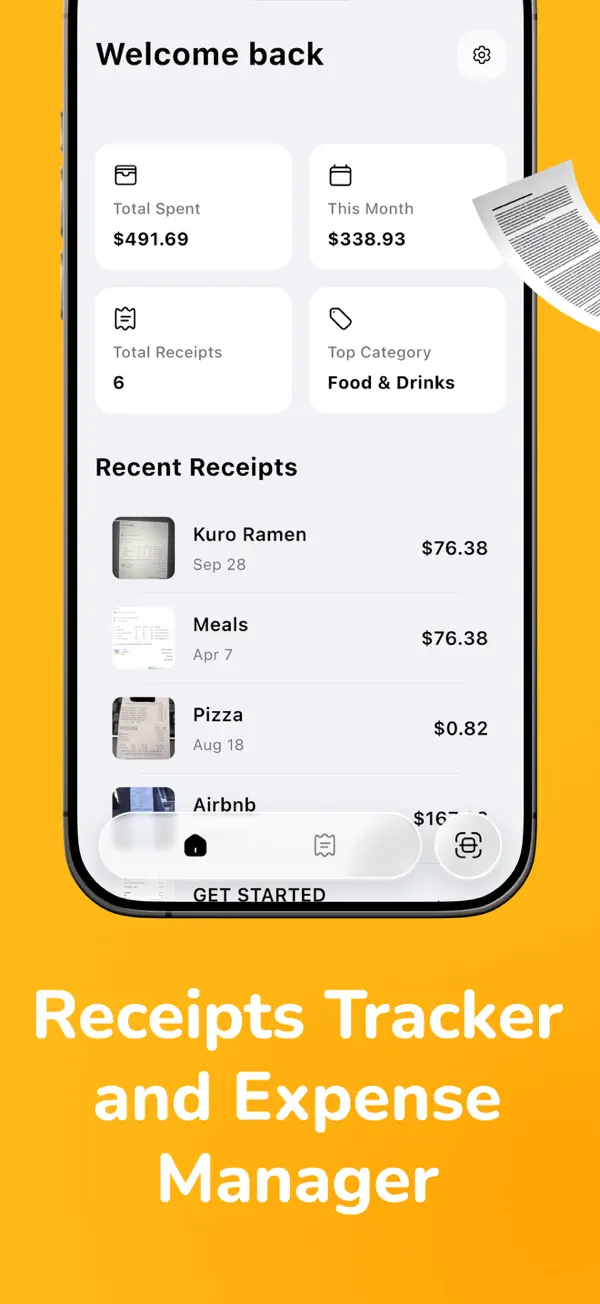 Receipts Tracker and Expense Manager feature