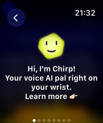 Chirp onboarding screen