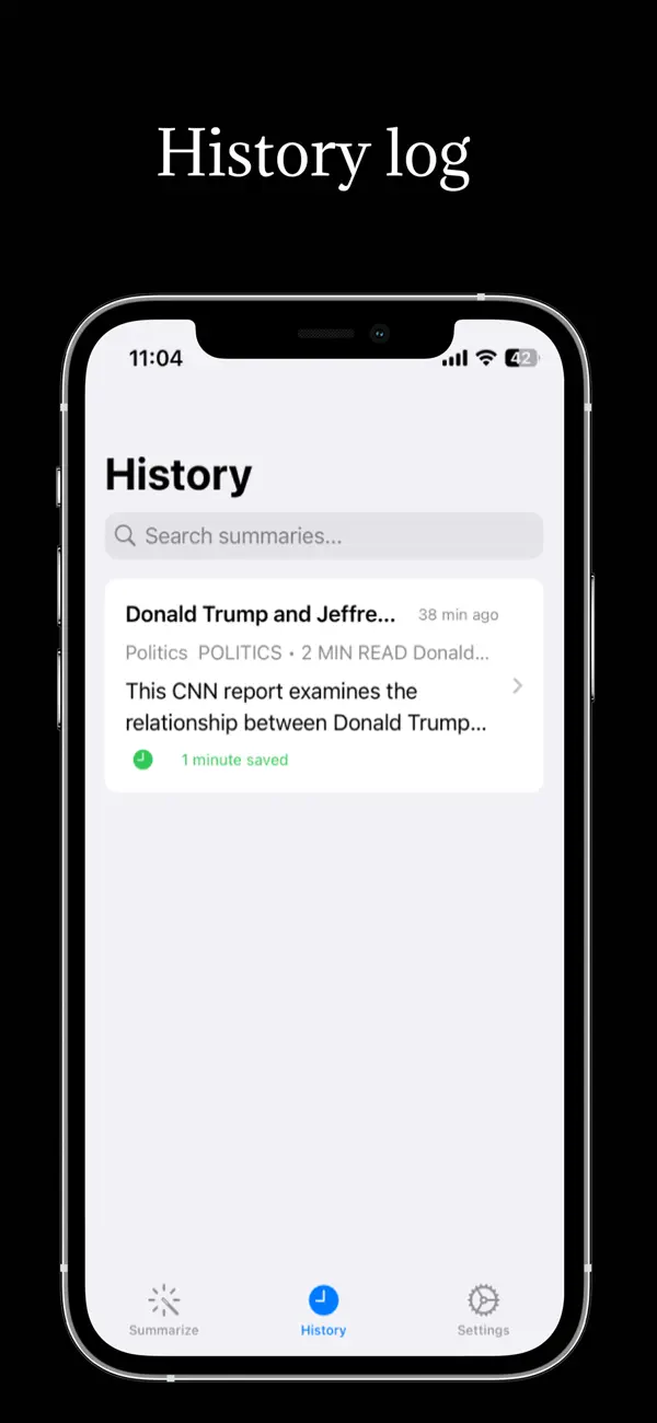 App history log screenshot