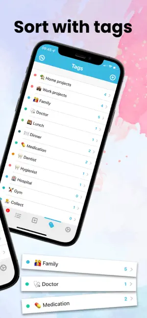 Sort with tags screen