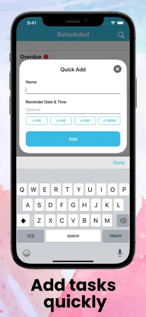 Add tasks quickly screen