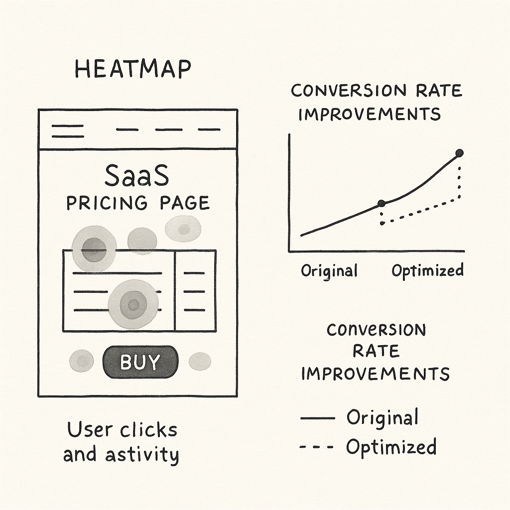 Heatmap and A/B test results improving SaaS pricing page conversions