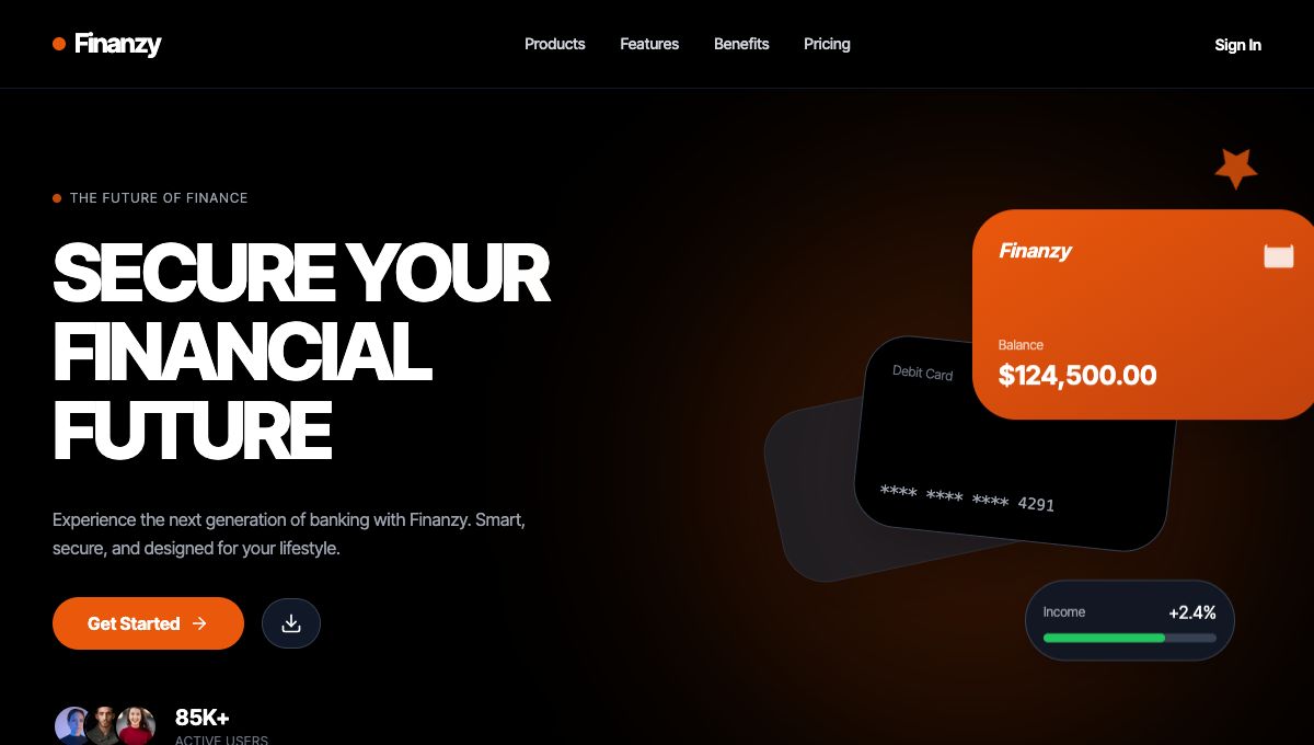 Product website template created with AI website builder - design 3