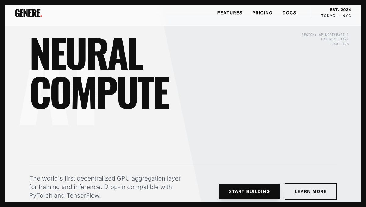 Product site template made with AI website generator - example 1