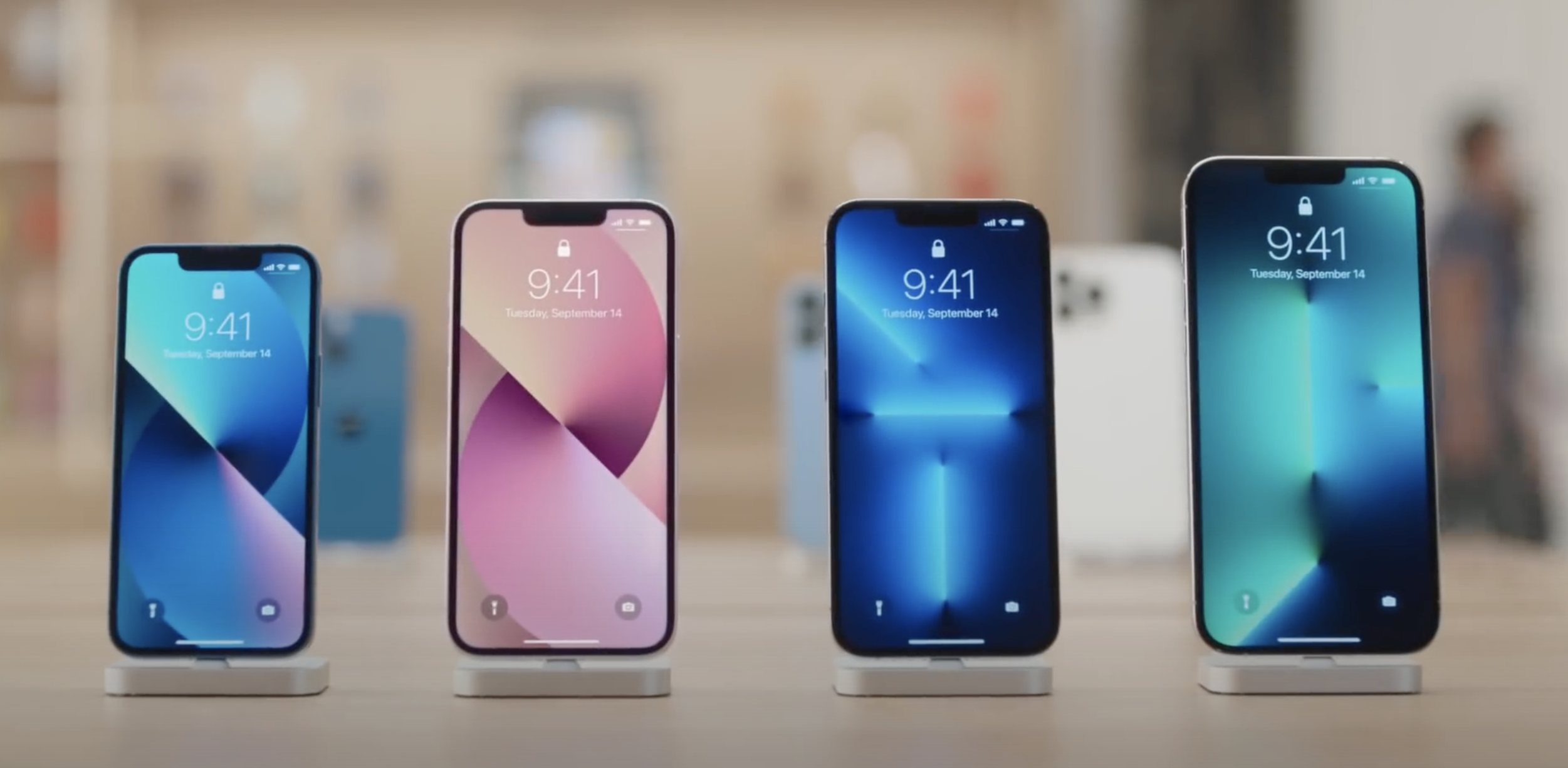 iPhone13正面實機照粉紅,藍,天峰藍,白
