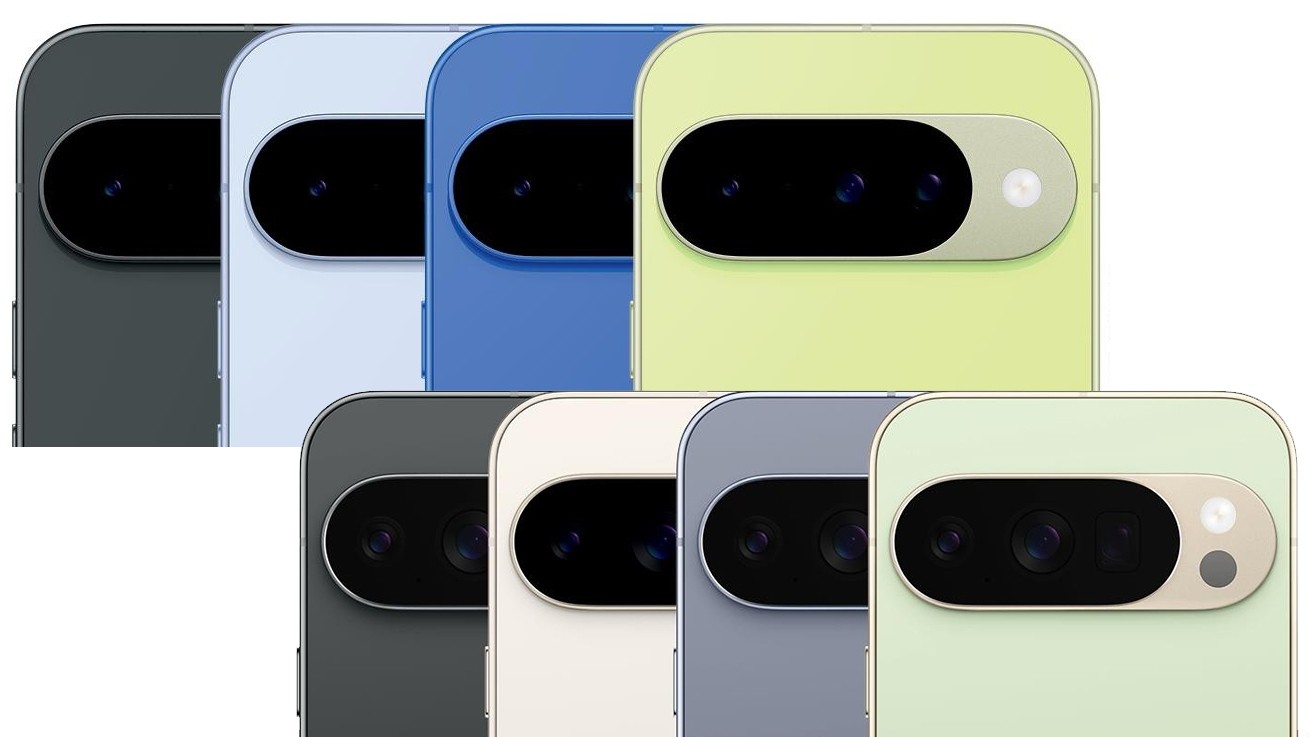上面為Pixel 10，下面為Pixel 10 Pro/10 Pro XL（顏色彩度較低）