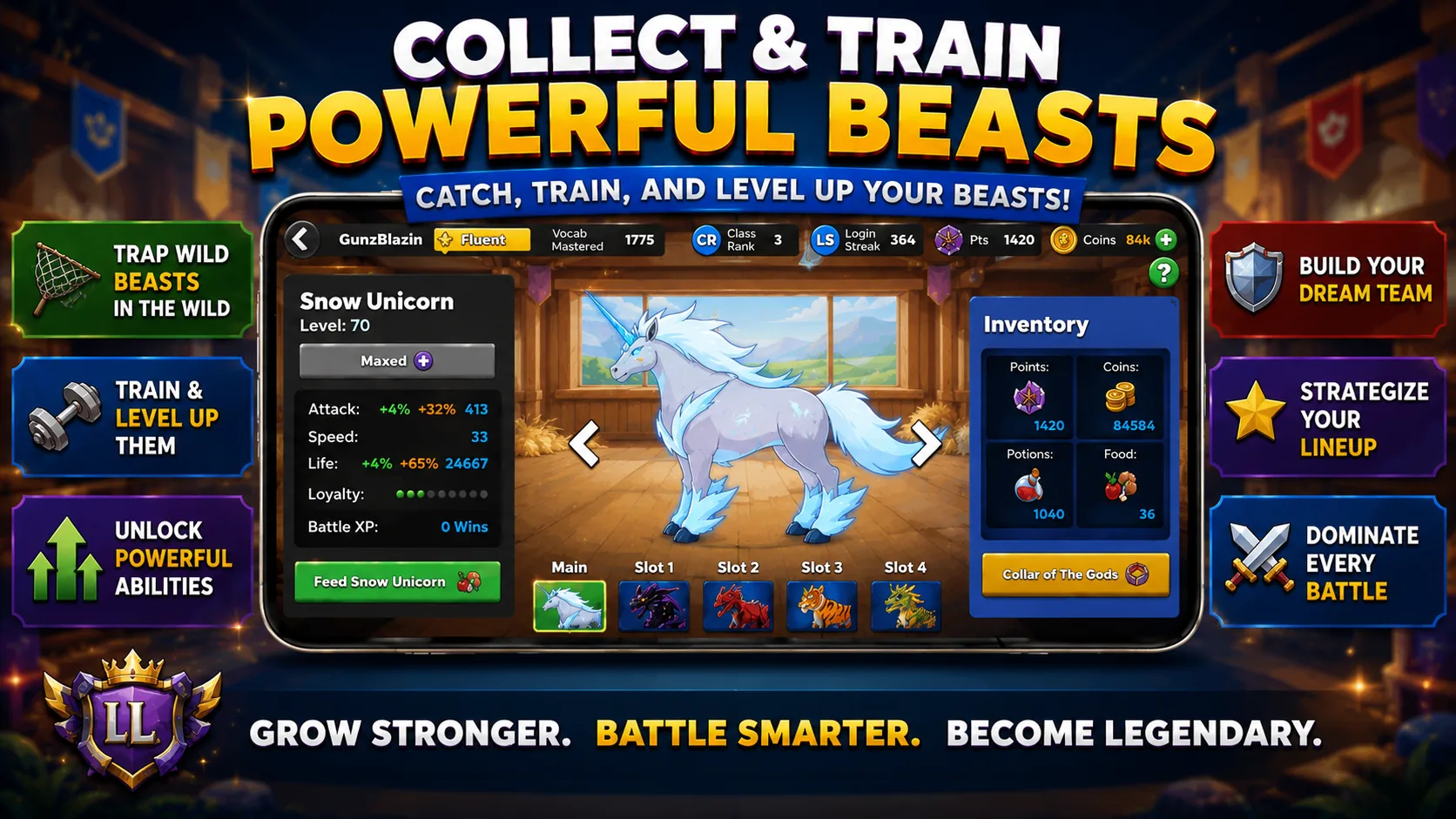 Collect and train powerful beasts