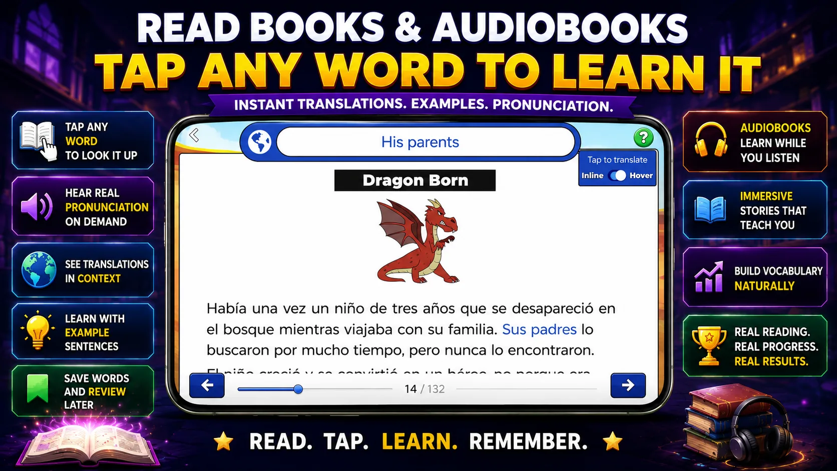 450 books and audiobooks built in