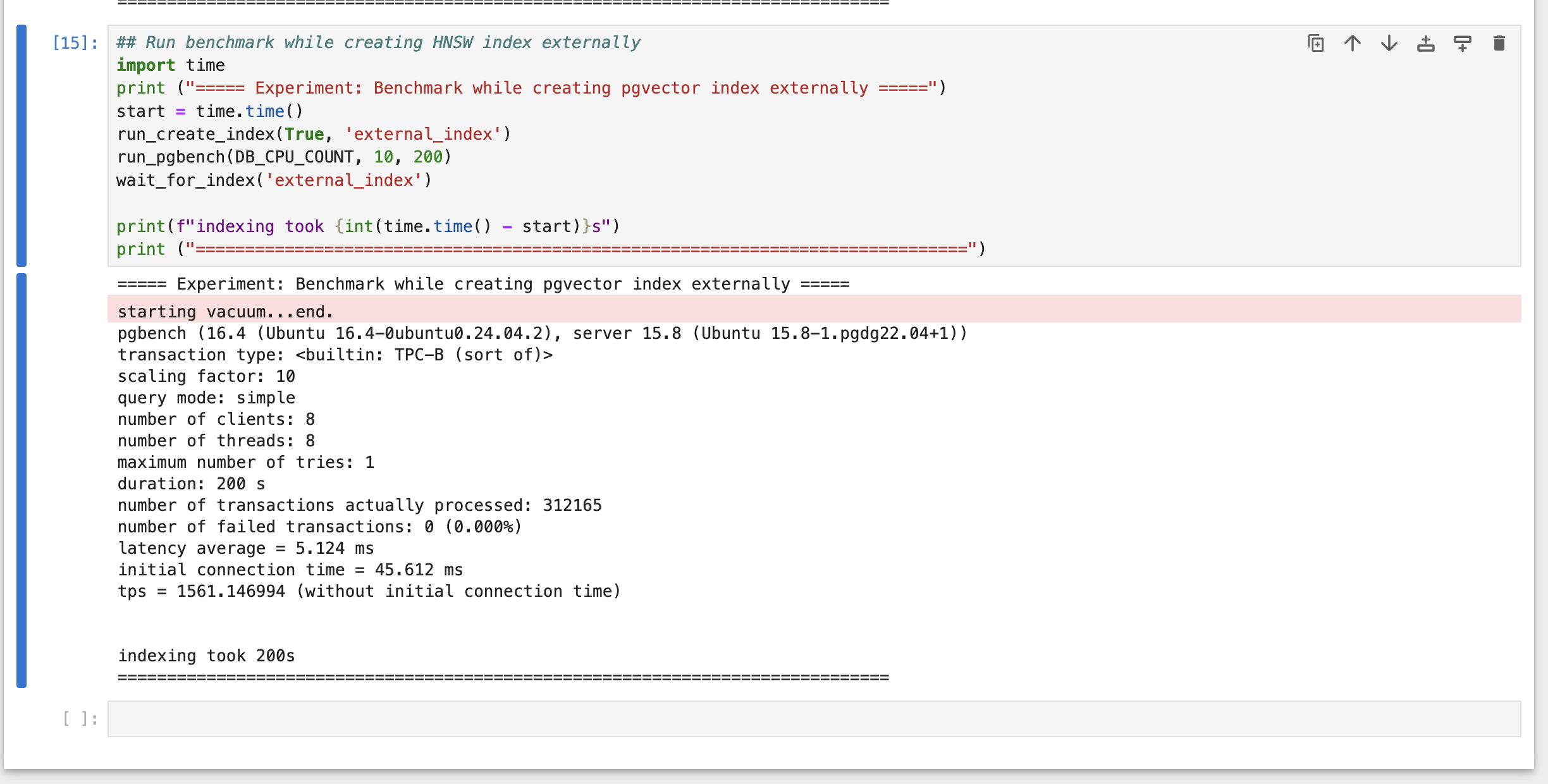 Jupyter Notebook Run of pgbench - External